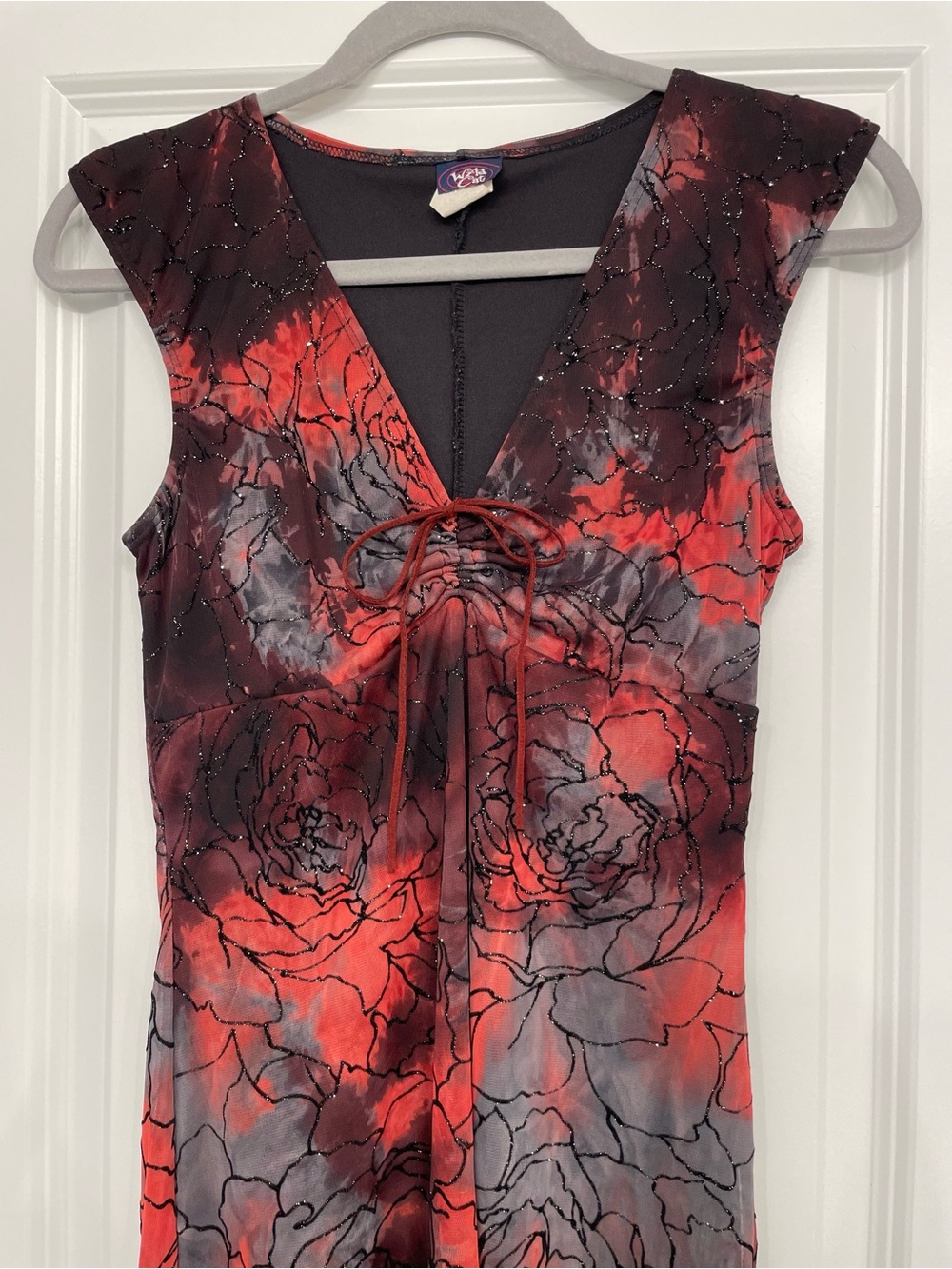 Wild Cat Floral Red & Black Tie Dye Mini Dress